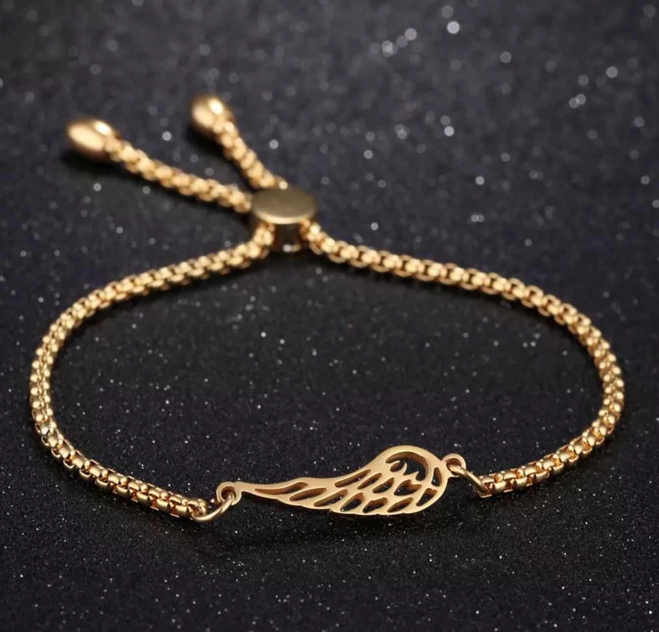 LICA Newest Adjustable Women Stainless Steel Extendable Chain Charm Angel Wings Bracelet
