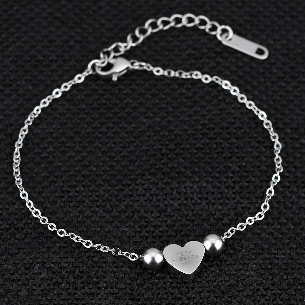 LICA Wholesale UK Unique Women Heart Charm Thin Silver Bracelet Chain With Charm