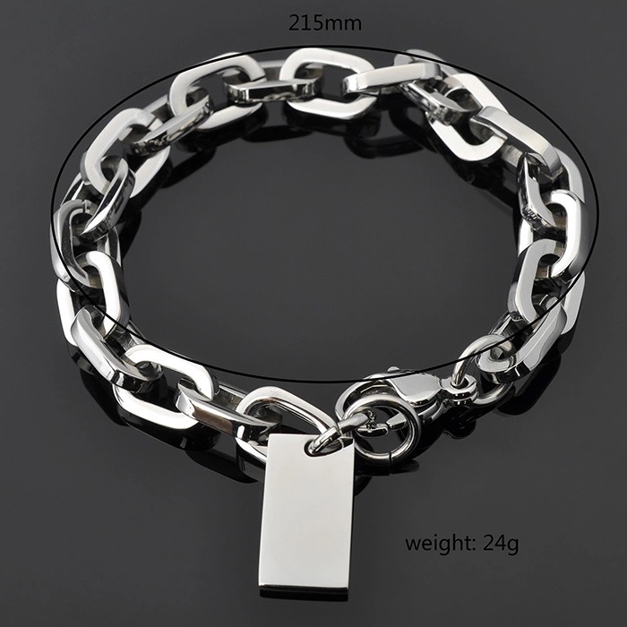 LICA High Polished Jewelry Women's Custom Logo Italian Square Link Bracelet