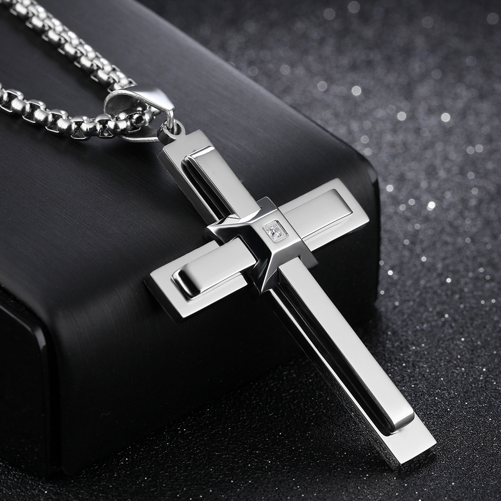 LICA Wholesale Most Popular Western Simple Silver Charm Cross Design Mens Necklace Chain