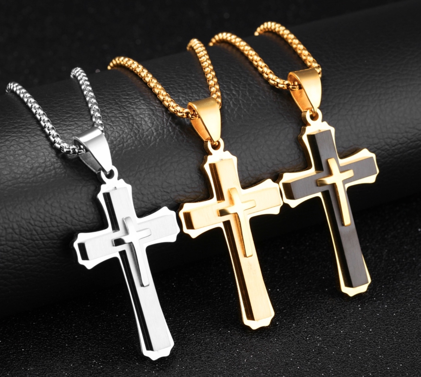 LICA Jewelry Wholesale Stainless Steel Double Plated Cross Peruvian Charms And Pendants