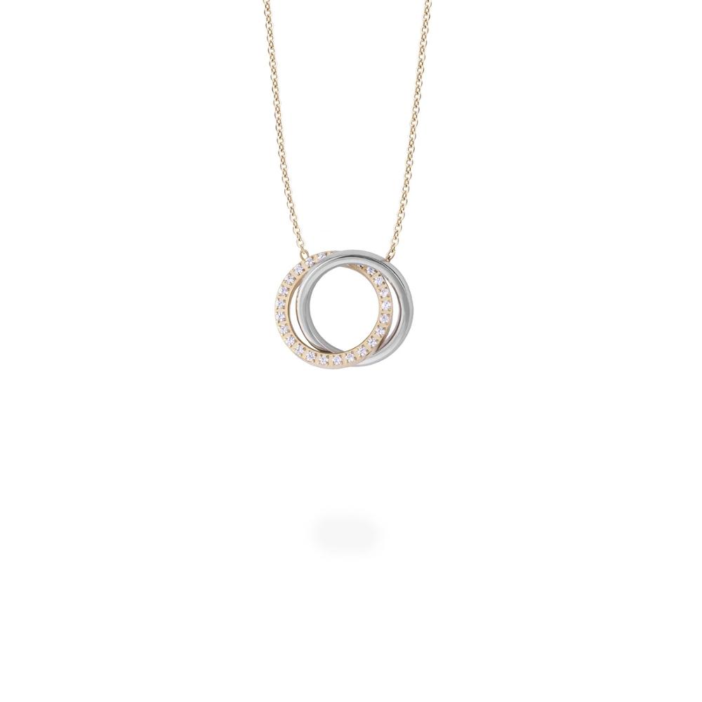 LICA Custom Fashion Gold Silver Stainless Steel Circle Pendant Necklace Double Rings Necklace Jewelry