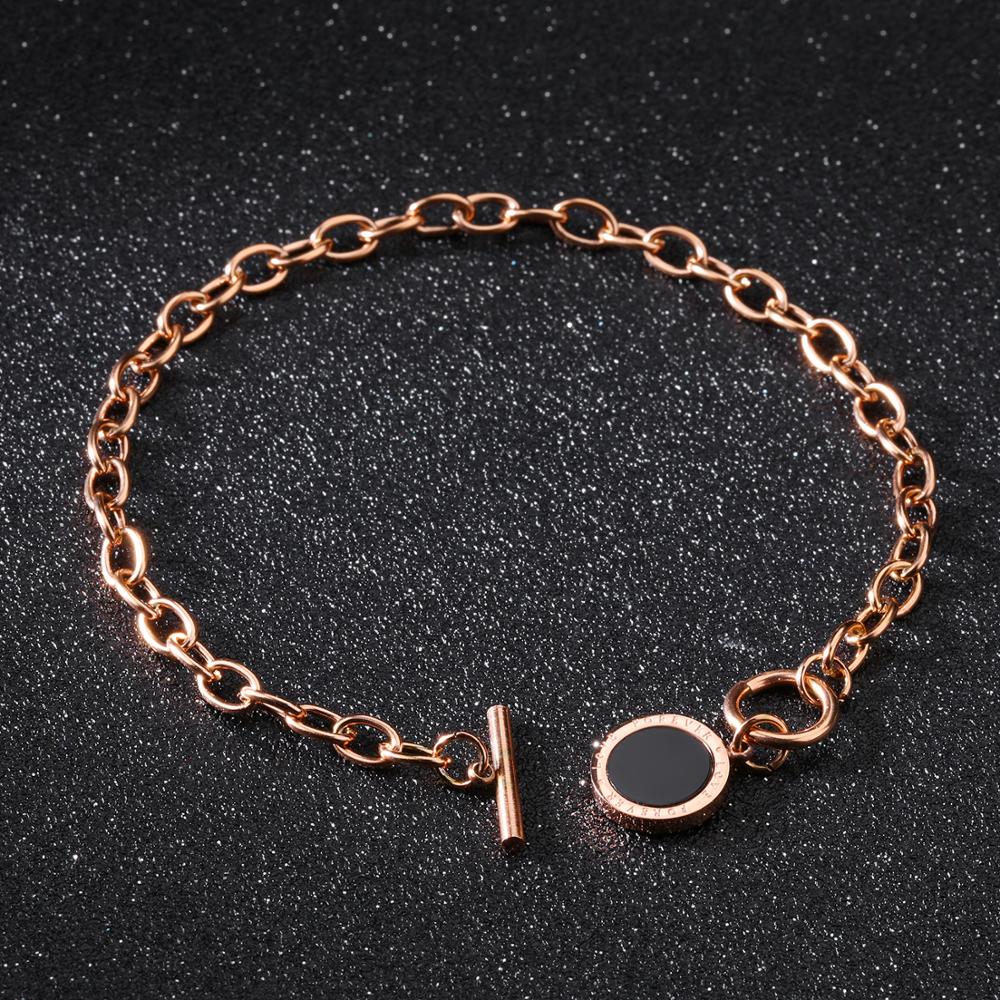 LICA 316L Stainless Steel Engraved Rose Gold Women's Chain Bracelet