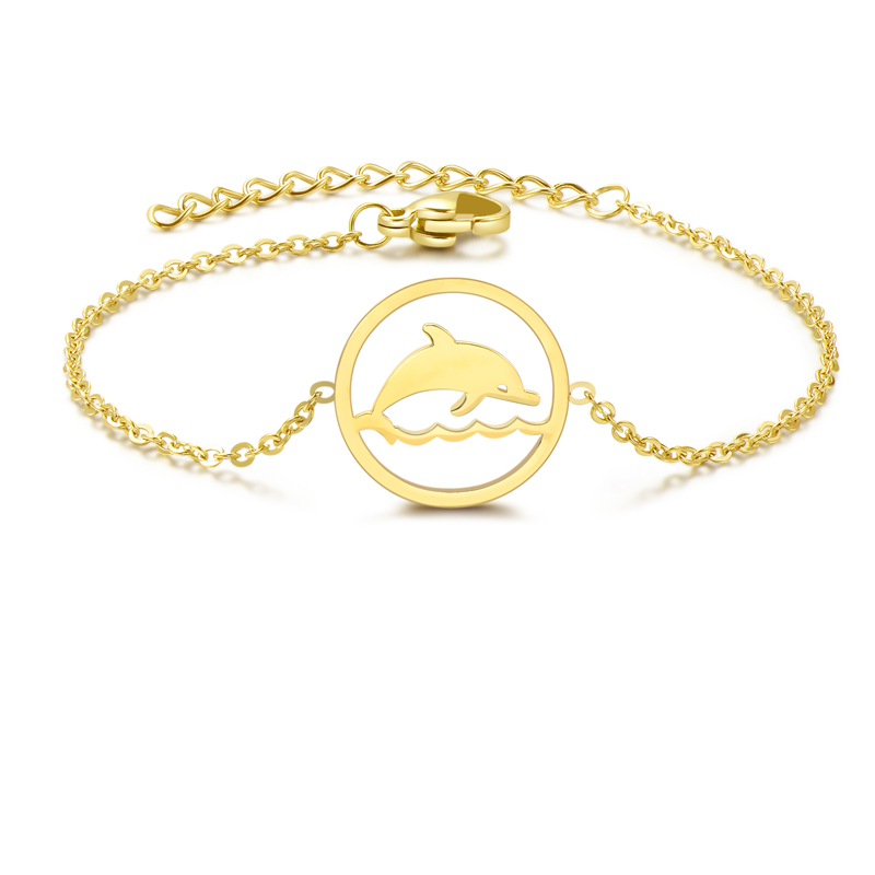 LICA Custom Logo Ladies Wear Lovely Dolphin Jewelry Adjustable Stainless Steel Chain Bracelet