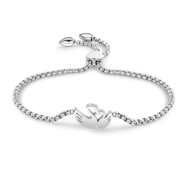 LICA New Designs Romantic Ladies Jewelry Stainless Steel Adjustable Swan Bracelet Rose Gold