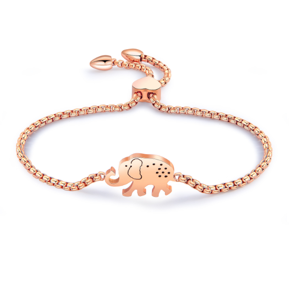 LICA New Arrivals Slider Jewelry Designs Stainless Steel Rose Gold Plated Elephant Bracelet