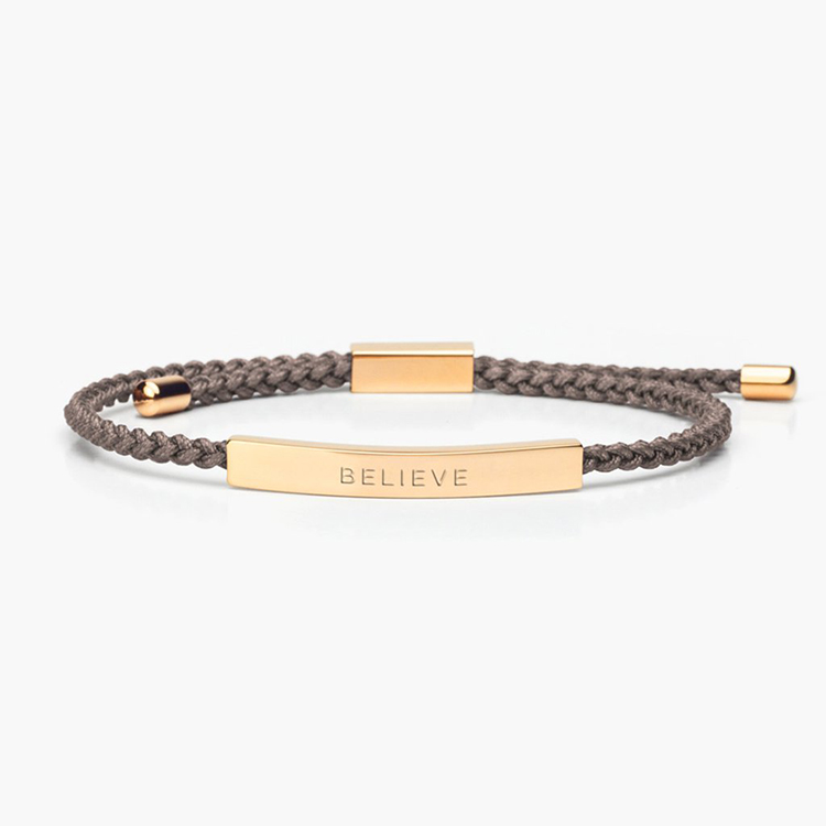 Custom Jewelry 18k Gold Plated Bar Engravable Statement Bracelets Adjustable Braided Colorful Rope Bracelet for Men Women