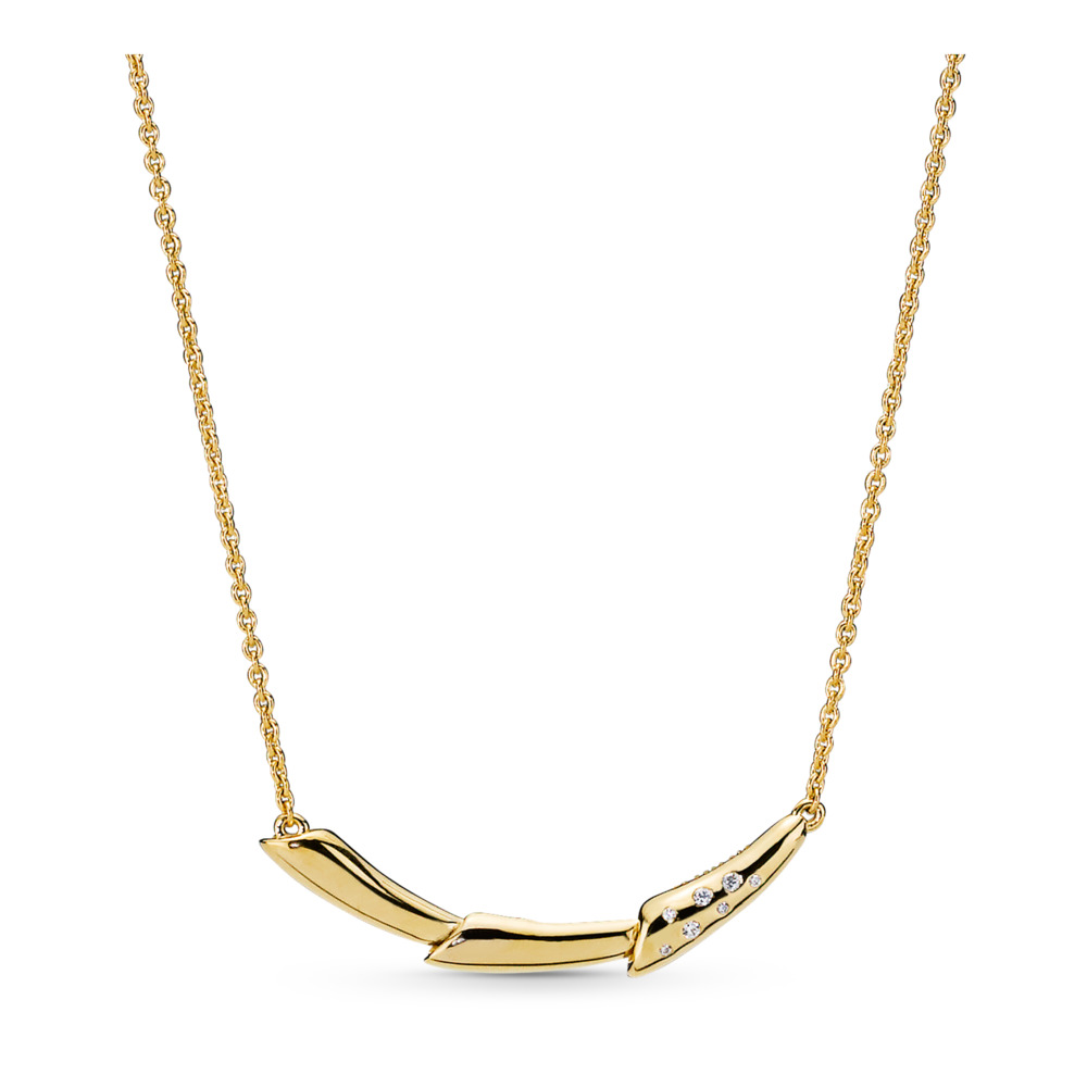 LICA Fashion Flower Stem Necklace Cubic Zirconia Stainless Steel Jewelry Necklace