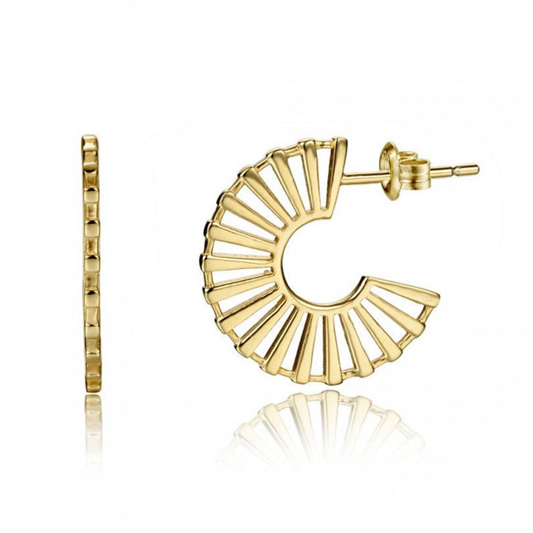 LICA Minimalist Delicate Stainless Steel Earrings Jewelry, Gold Plated Women Modern Radial Striped Hoop Earrings