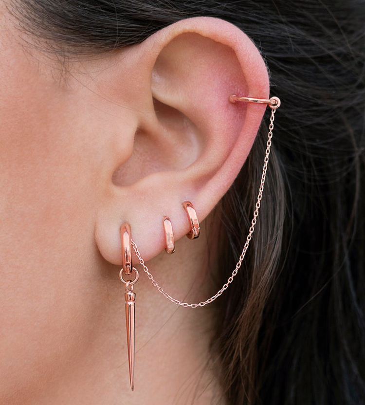 LICA Trending Stainless Steel Ear Cuff Earrings Women Hoop Spike Dangle Earrings