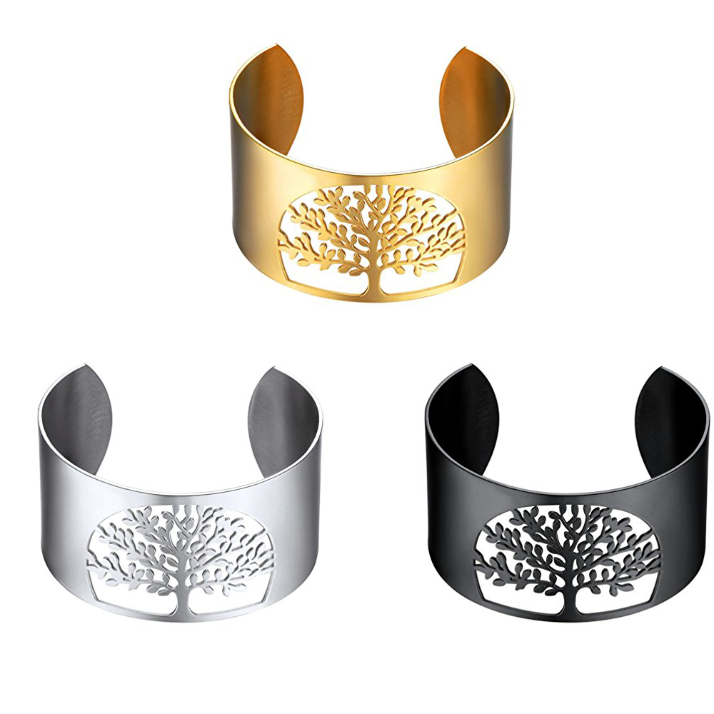 LICA Fashion jewelry stainless steel family tree bracelet gold plated opening bracelet