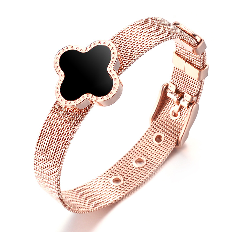 LICA new design Watch band Jewelry Rose Gold Color Leaf Clover Bangle Bracelet For Girl Wholesale