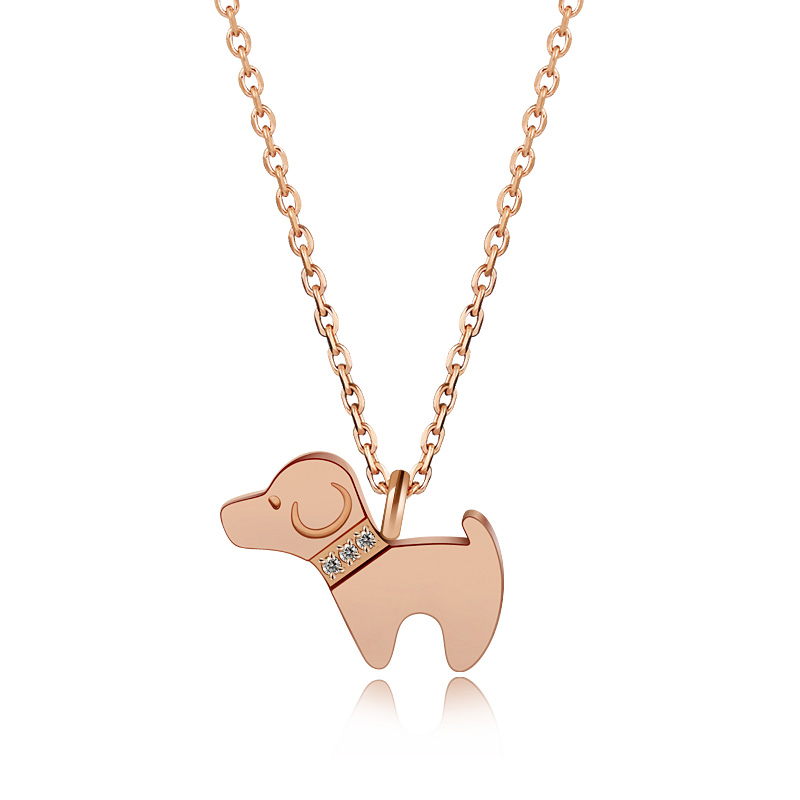 LICA Fashion Stainless Steel Necklaces Pendant Gold Plated Tiny Dog Necklace