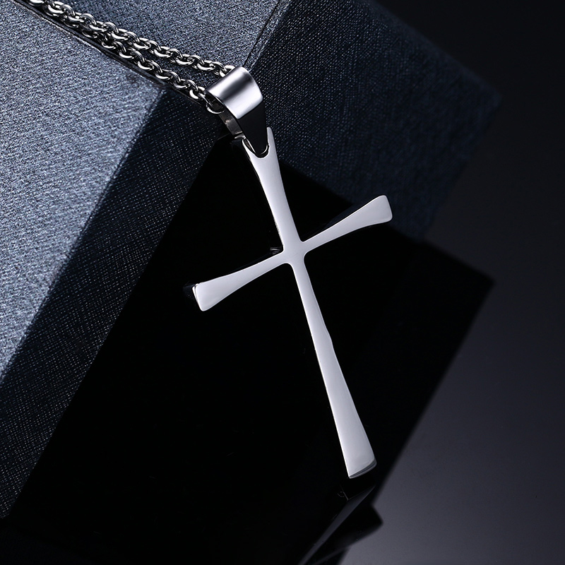LICA Religion Jewelry Pendant Necklace Men Stainless Steel Chain simple Jesus Cross Necklaces