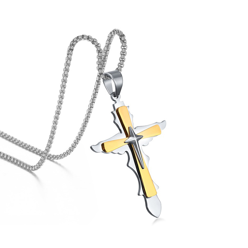 LICA Vintage Catholic Cross Pendant Boutique Statement Necklaces Stainless Steel Religious Jewelry