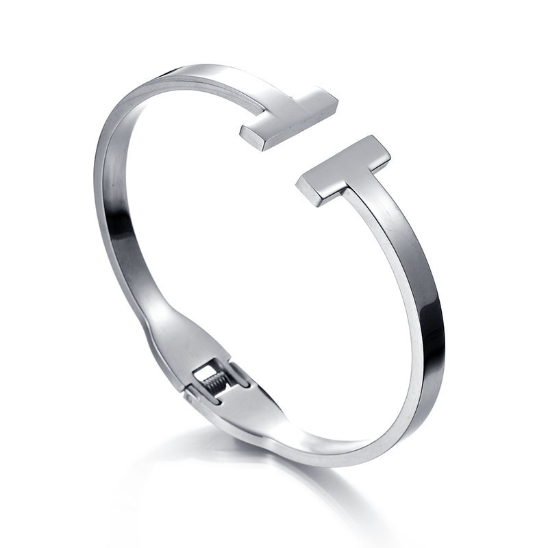 LICA Charms Open Cuff H Letter Stainless Steel bangles For Women