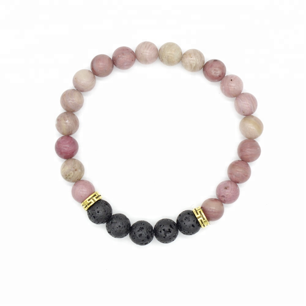 LICA Natural Stone With Volcanic And Stainless Steel Accessories Bead Custom Fashion Charm Bracelet