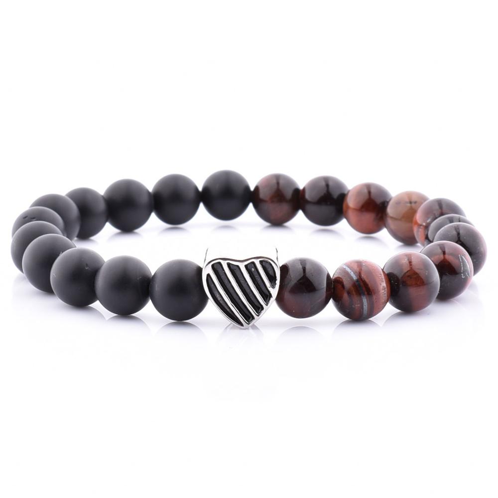 LICA Best Selling Matt Onyx Bead Jewelry Tiger Eye Stone With Stainless Steel Love Heart