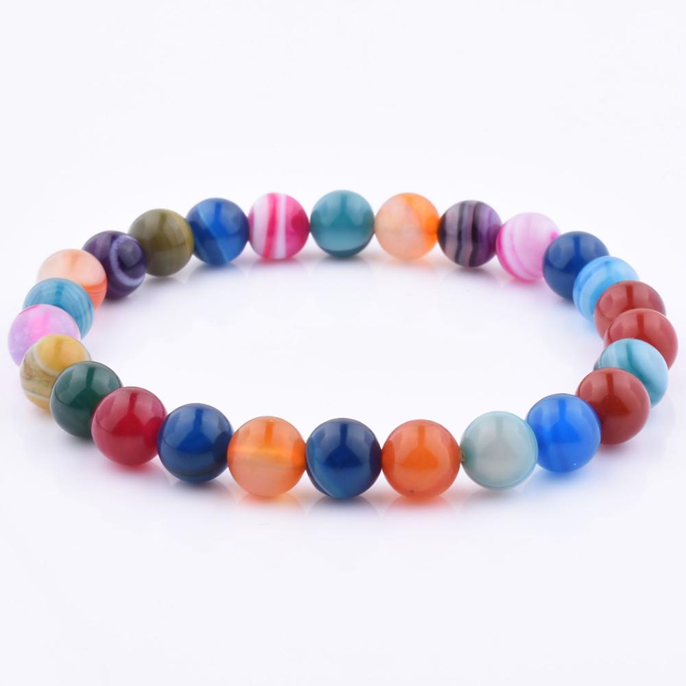 LICA Stretch Colorful Agate Beads Bracelet Stone Adjsutbable Stone For Girl