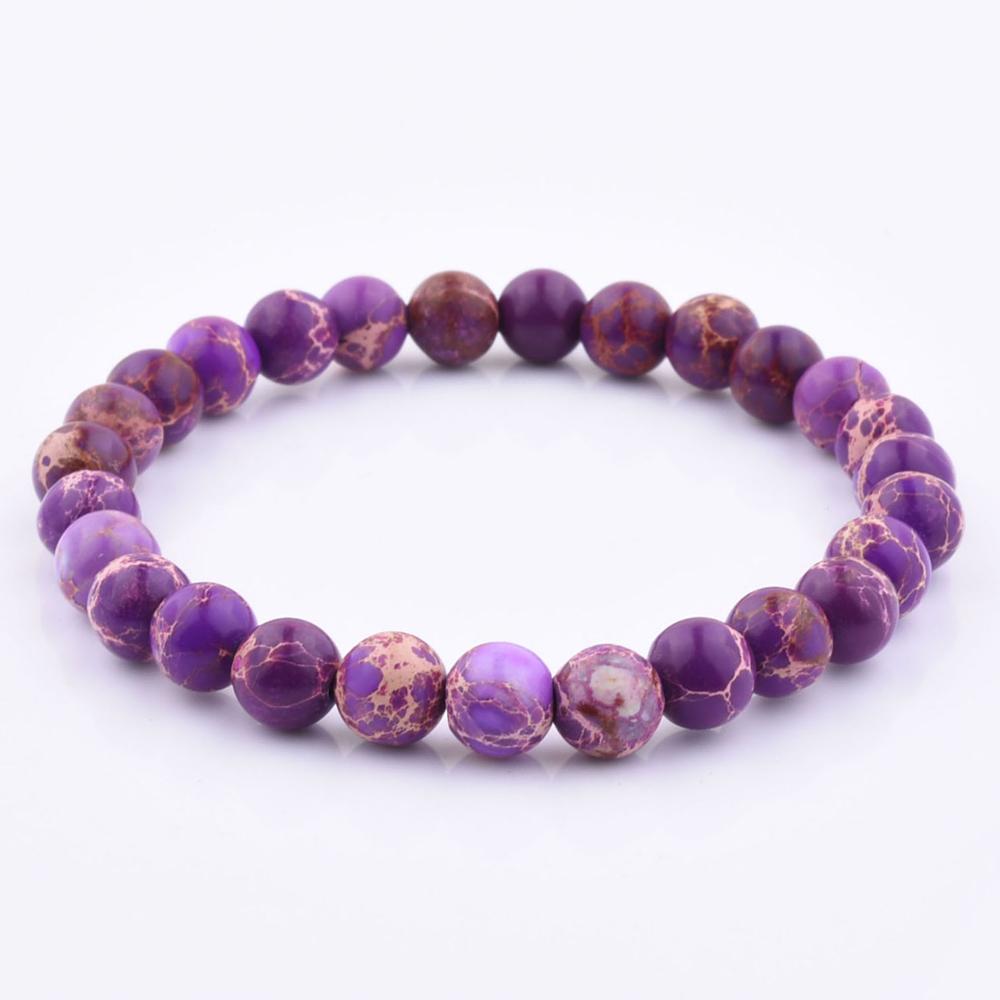 LICA Natural Purple Imperial Jasper Gemstone Man Personality Bead Bracelet