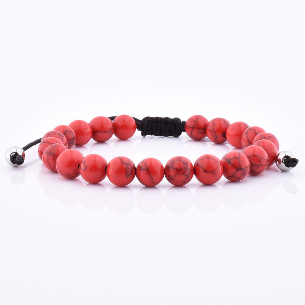 LICA High Quality Natural Red Turquoise Adjustable Macrame Bracelet For Women
