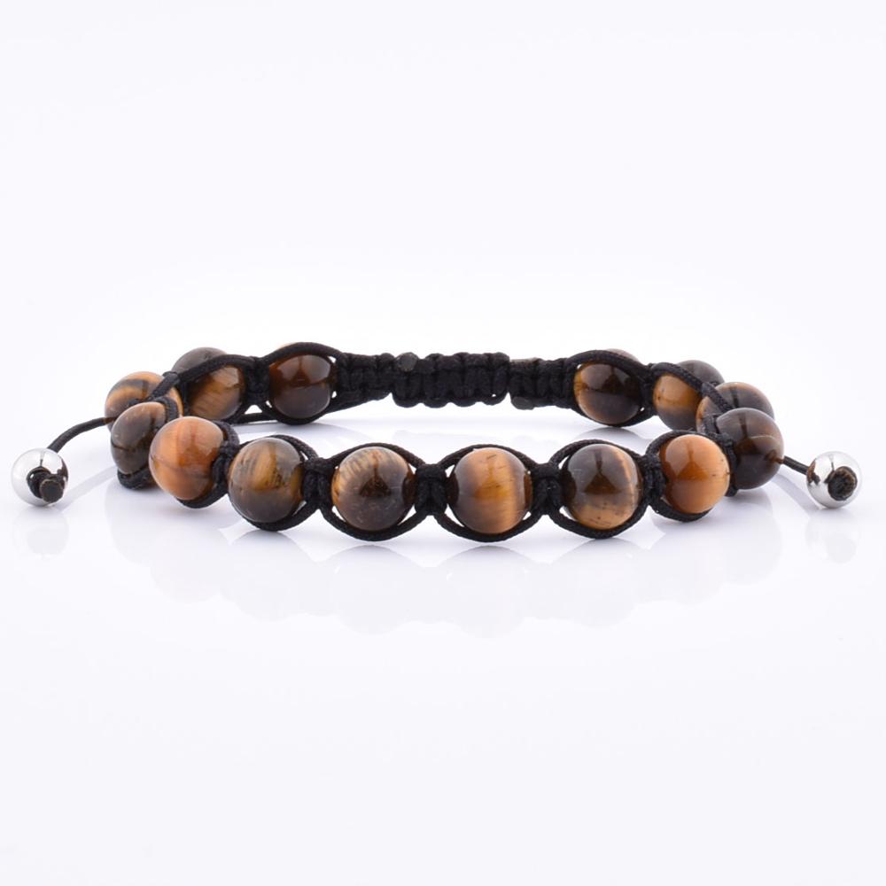 LICA Hot Fashion Newest Yellow 8Mm Tiger Eye Stone Braided Bead Bracelet