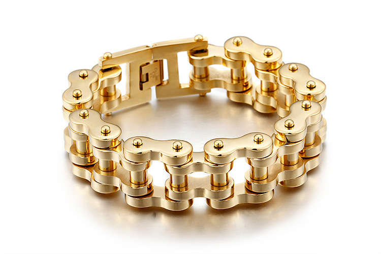 LICA Stainless Steel Dubai Gold 24cm Bike Chain Bracelet For Men 22mm Heavy Chunky Black Silver Bicycle Chain Biker Bracelets
