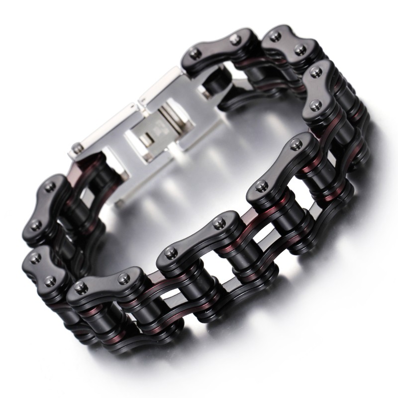 LICA 16mm Width Chunky Stainless Steel Bike Chain Bracelet For Men Heavy Bicycle Motorcycle Chain Bracelets Punk Rock Jewelry