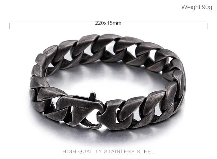 LICA 316L Stainless Steel Brushed Link Chain Bracelets For Men 22cm Chunky Homme Wrist Bracelets Jewelry