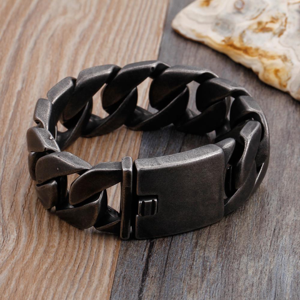 LICA 316L Stainless Steel 22cm Heavy Chunky Homme Bracelets Matte Link Chain Bracelets Jewelry