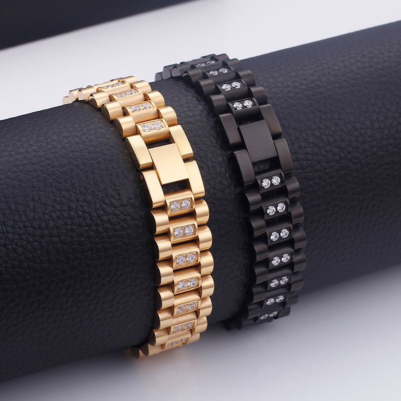 LICA High Quality Men's Watch Bracelet CNC Setting AAA Cubic Zirconia Stones