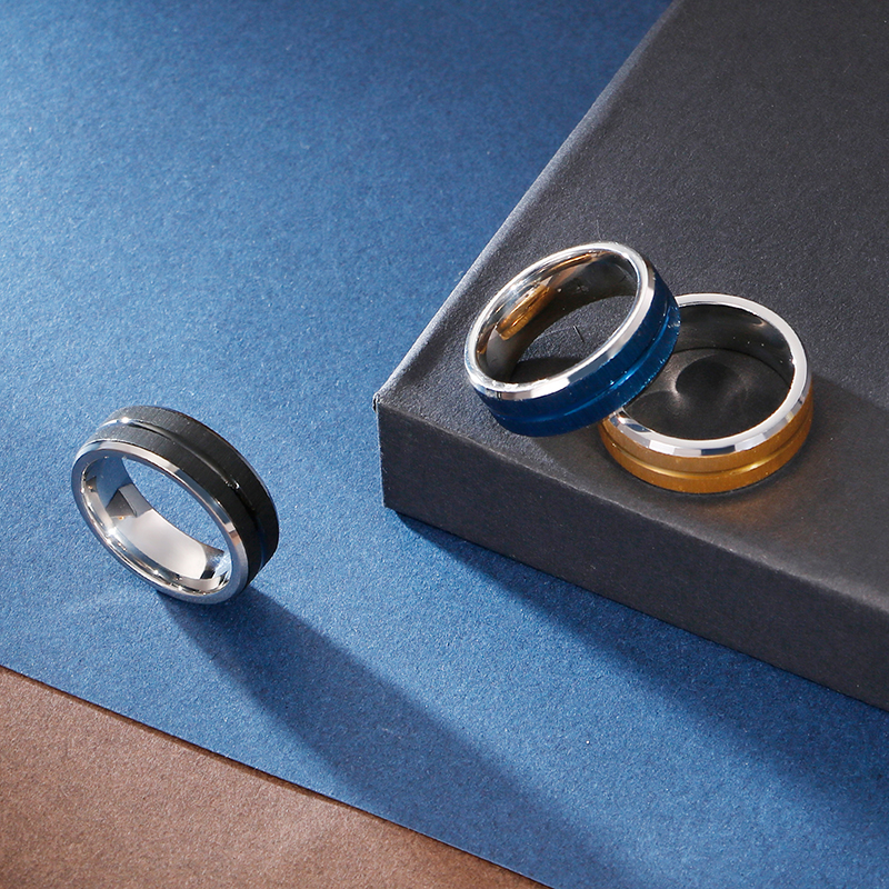 LICA Wholesale Brushed Blue New Trendy Design Jewelry Rings for Man