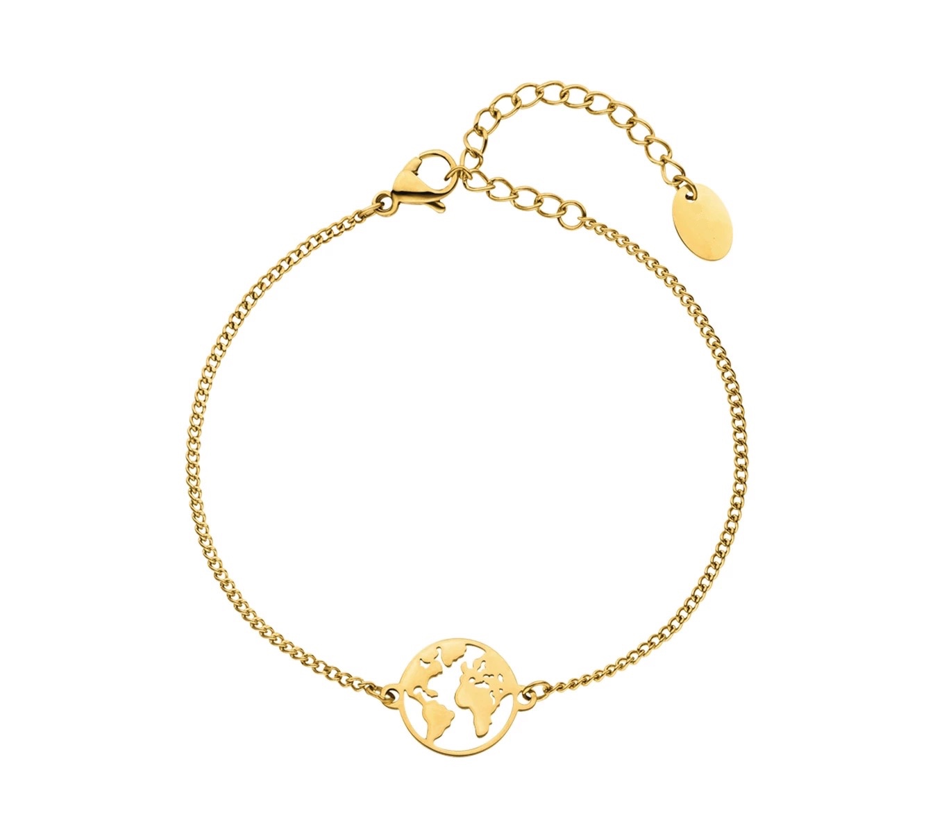 LICA Stainless Steel Gold Plated World Map Bracelet
