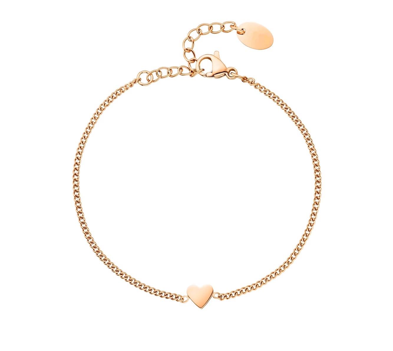 LICA Lady's Stainless Steel Heart Charm Bracelet Simple Designed Link Chain Bracelet