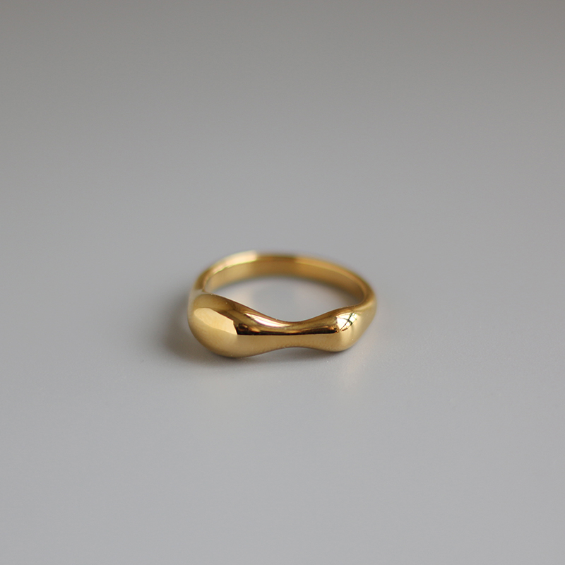 LICA Wave Shape Finger Rings Women Stainless Steel Gold Fine Eternity Ring