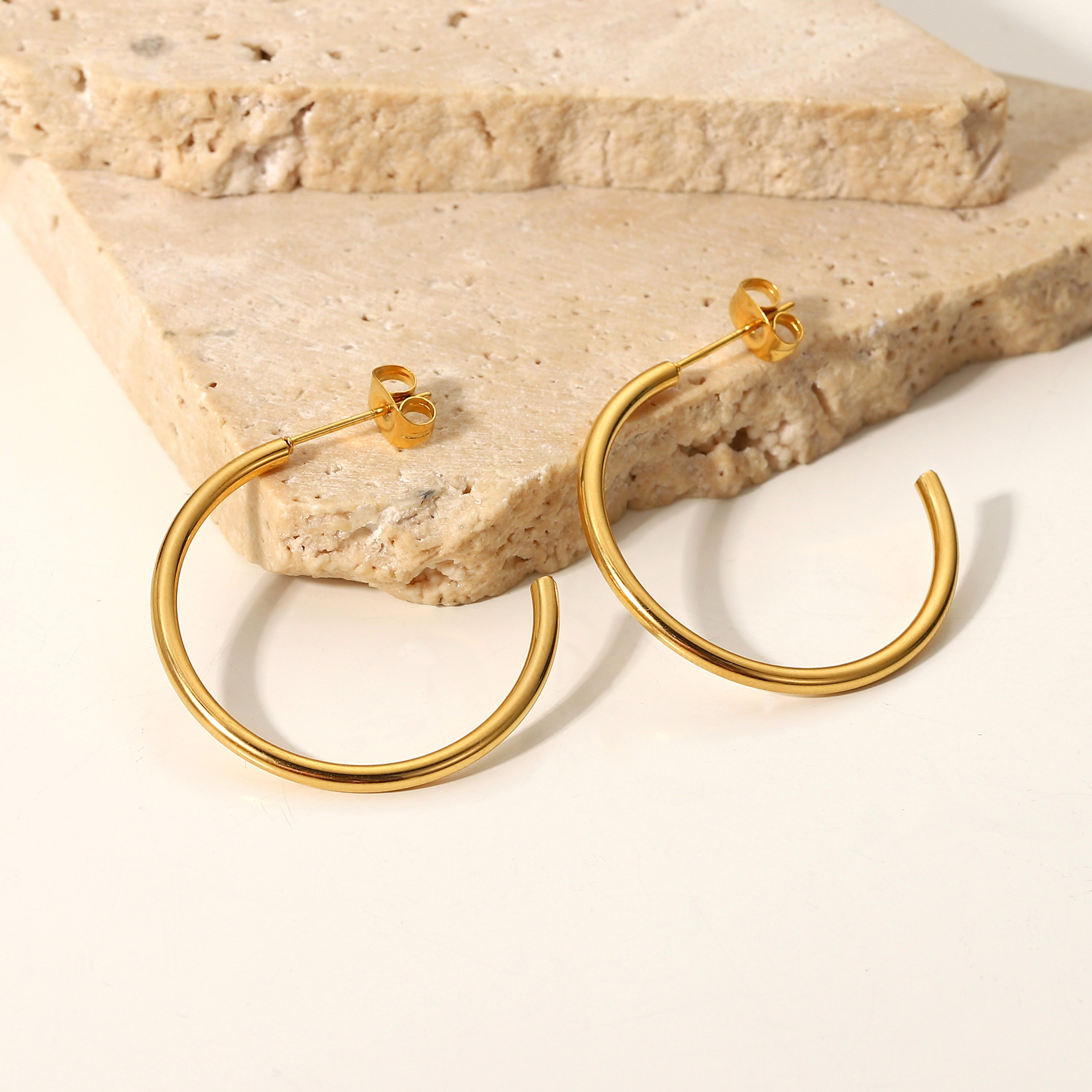 C Shape 30mm Big Stainless Steel Earring
