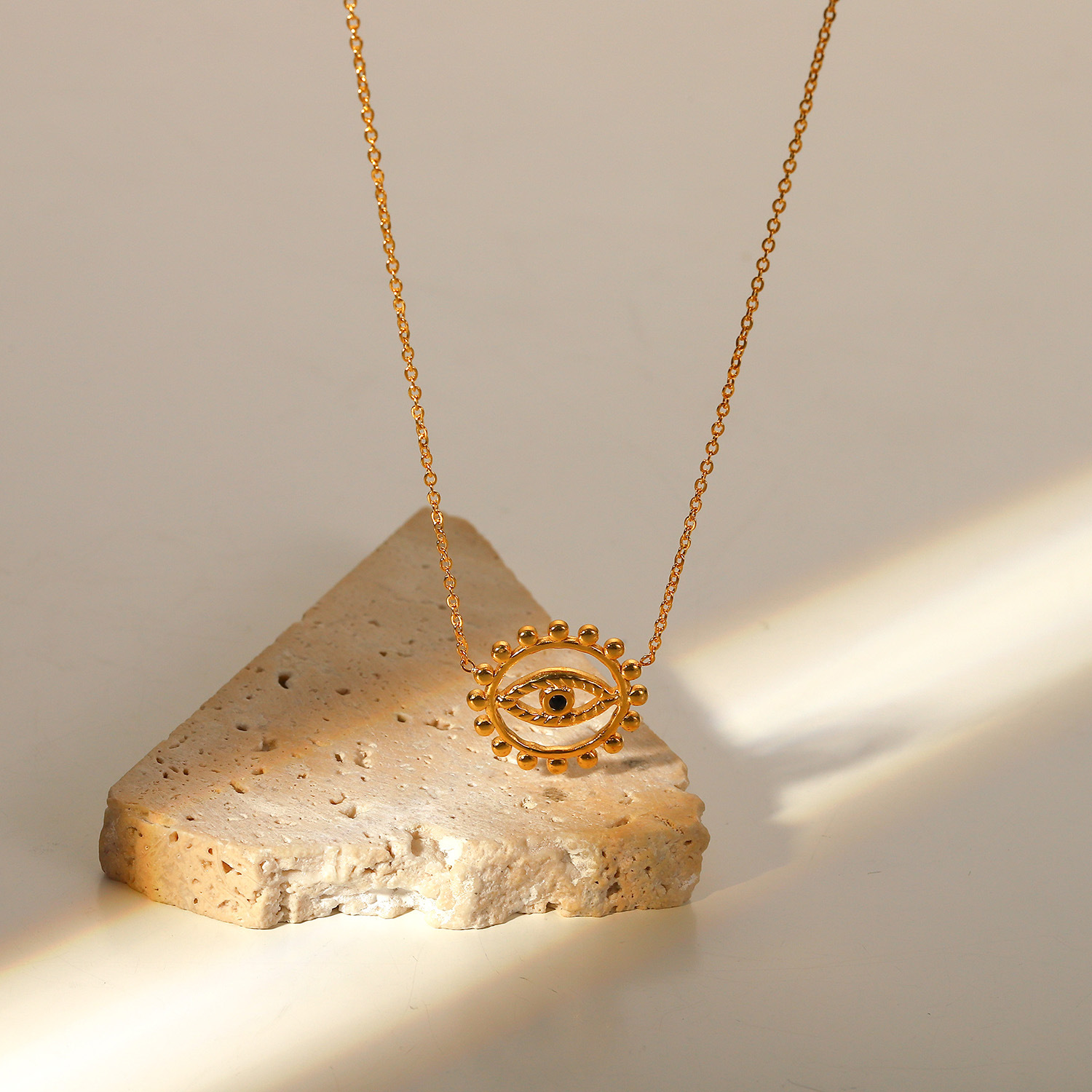 18k Gold Plated Stainless Steel Evil Eye Necklace