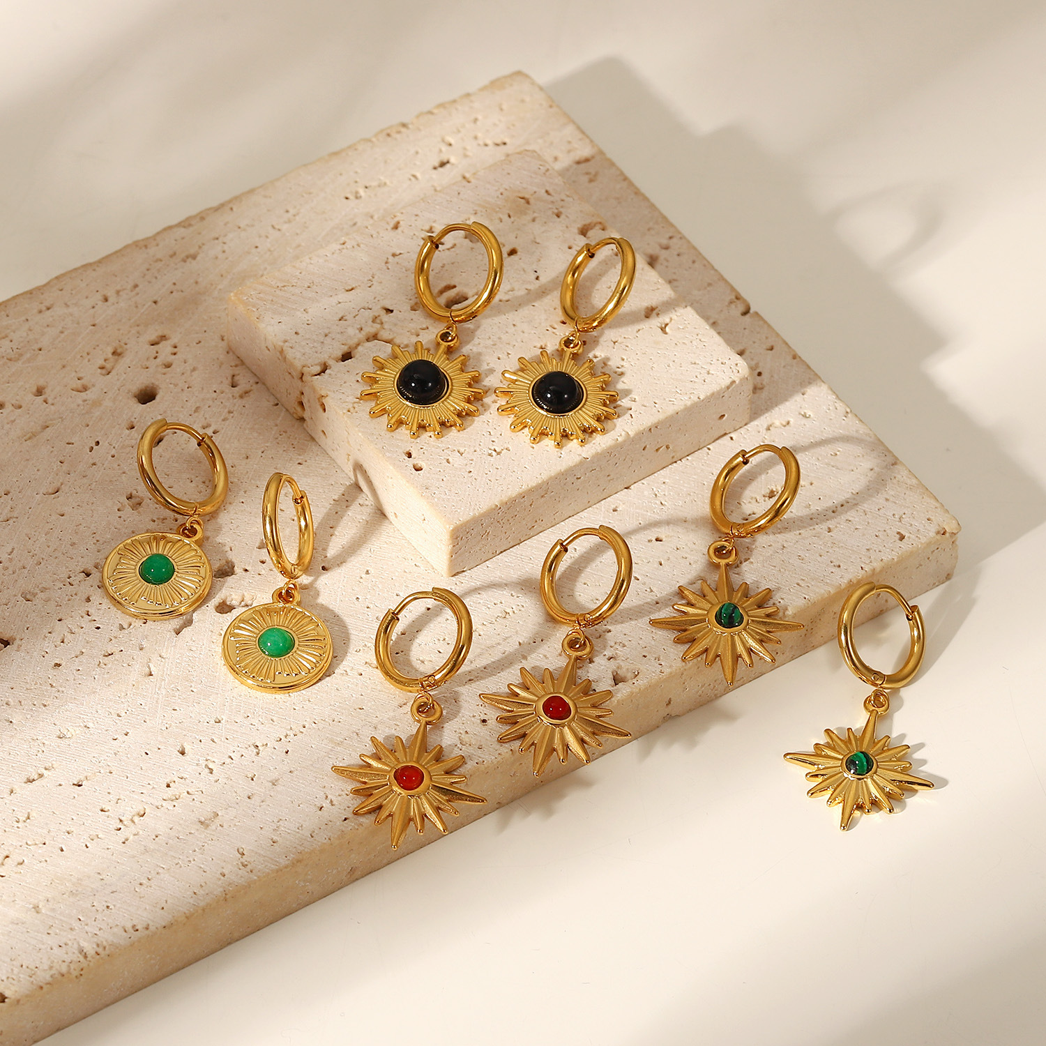 New Arrival Hot Sale Fashion Stainless Steel Earring with Natural Stones