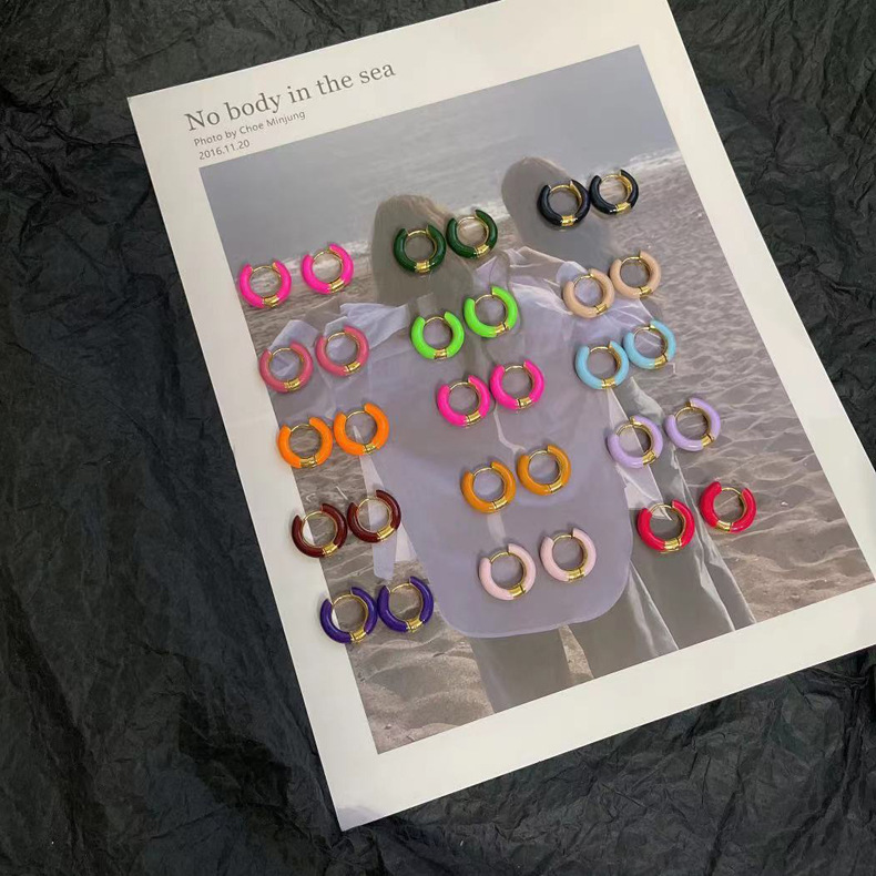 4mm Thickness Stainless Steel Hoop Earring, Variety Enamel Colors,Epoxy Earring Fashion