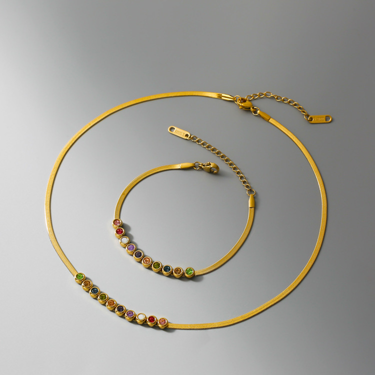 Colored Crystal Necklace and Bracelet Jewelry Set