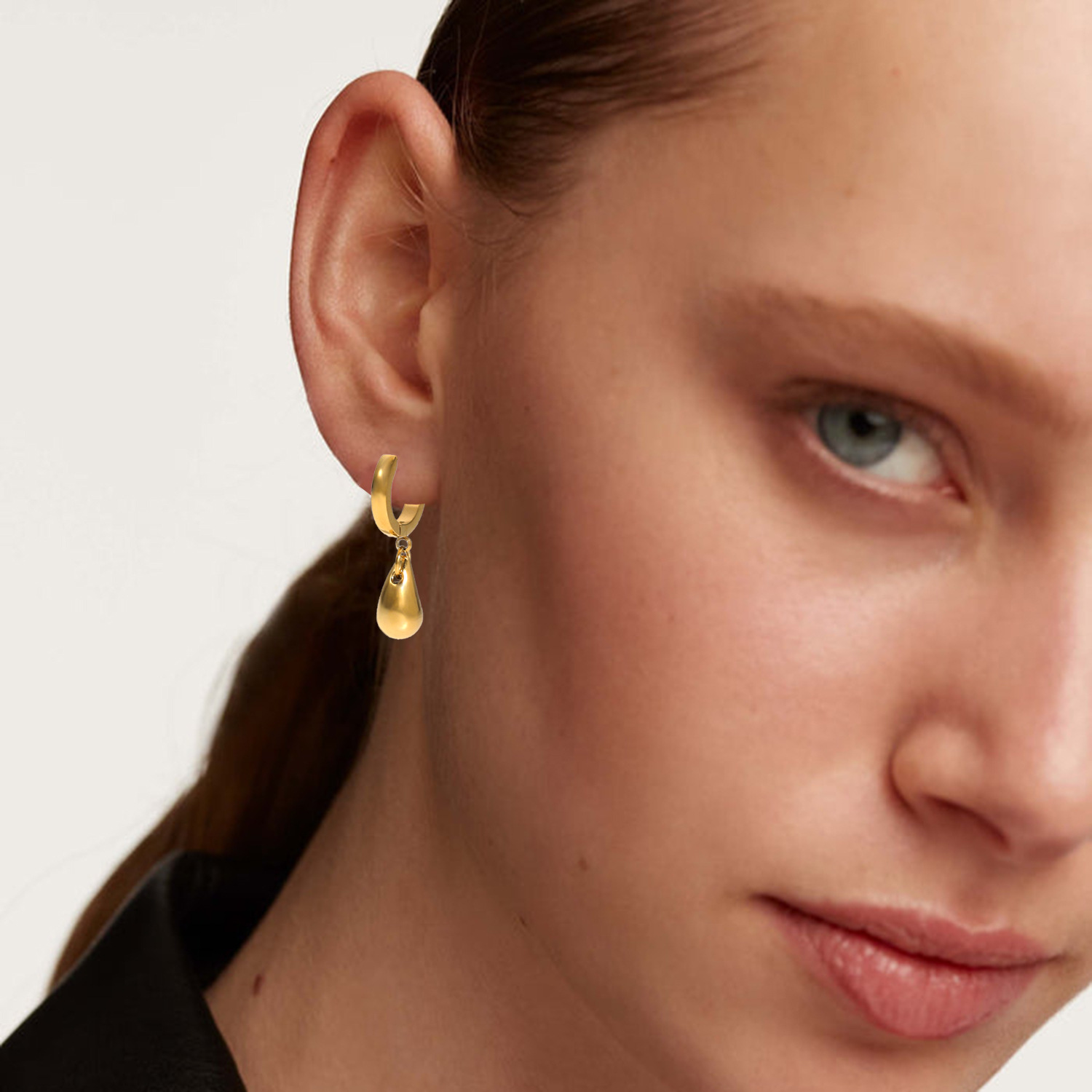 High Sense Fashion Hoop Earring,Water Drop Earring Gold Plate