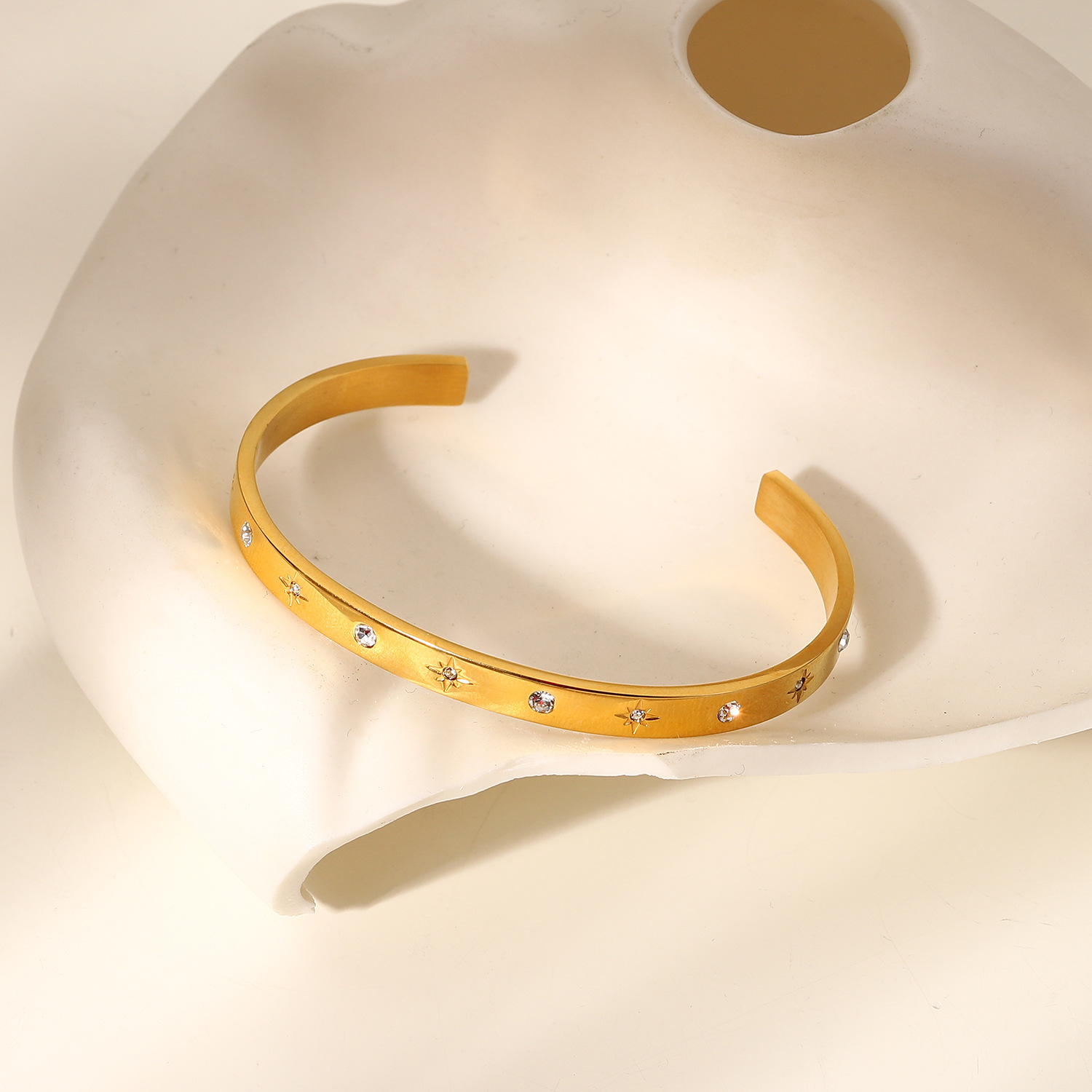Star Bracelet Bangle Gold Plated, Stainless Steel Cuff Bangle Bracelet