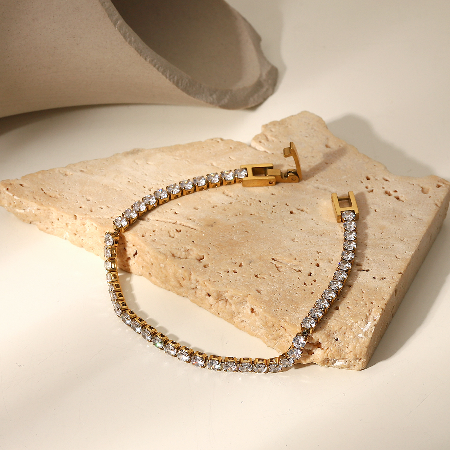 Tennis Bracelet, White Crystal Bracelet,Stainless Steel Bracelet,Women Fashion Bracelet