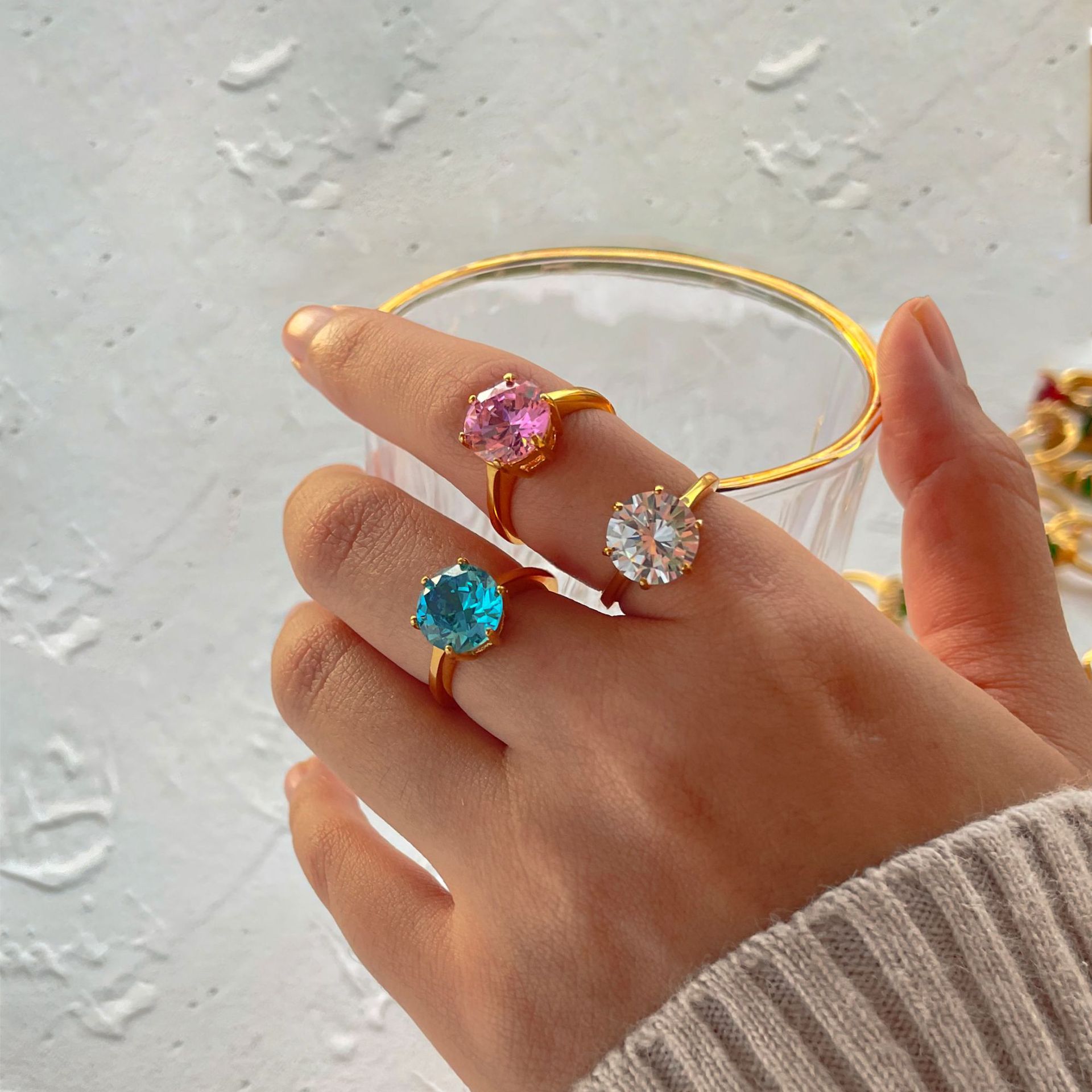 Join Party Ring, Gift ring Jewelry,Big Zirconia stone Ring for Lady