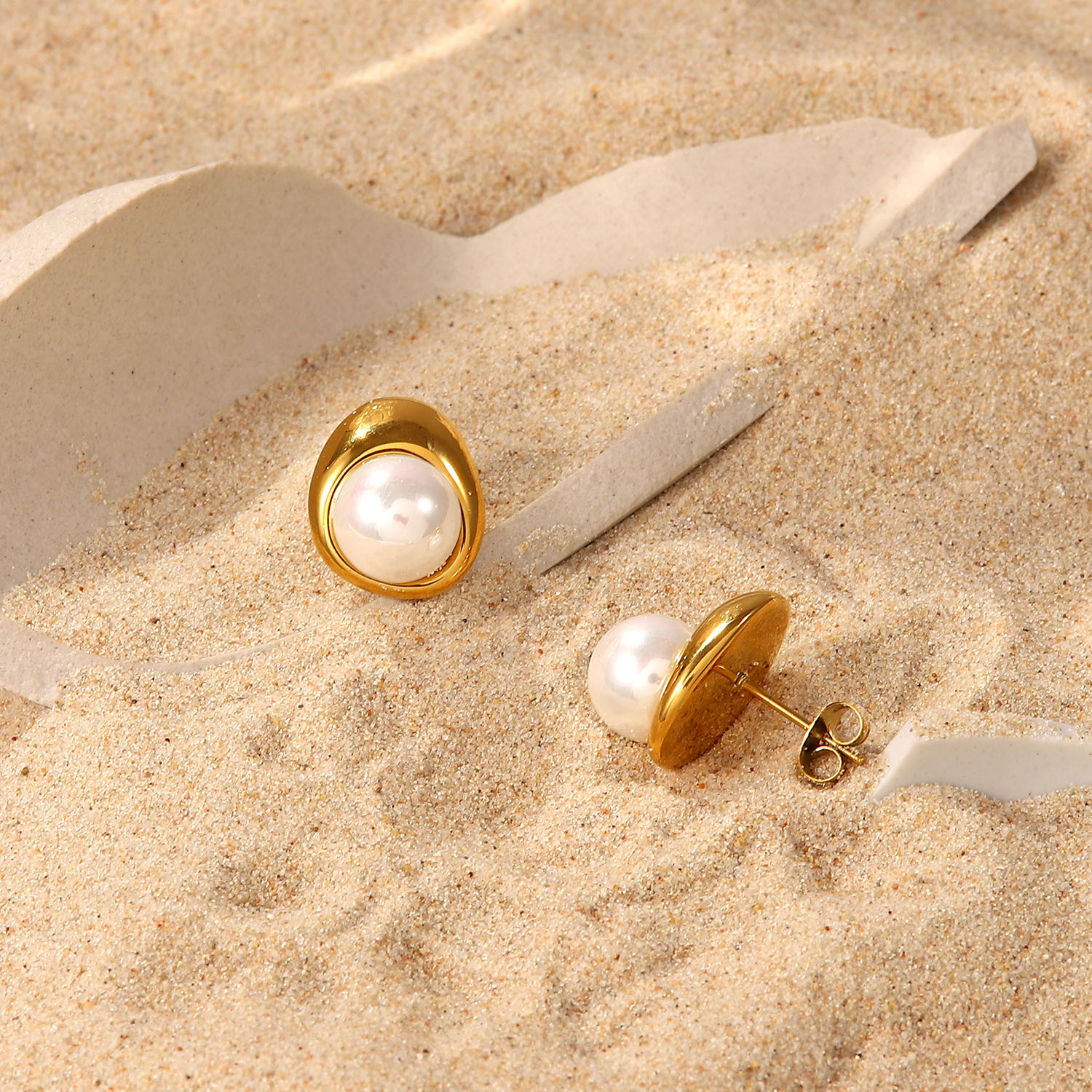 Luxury Fresh Water Pearl Earring, Water Drop Shaped Earrings,Stainless Steel Stud Earring