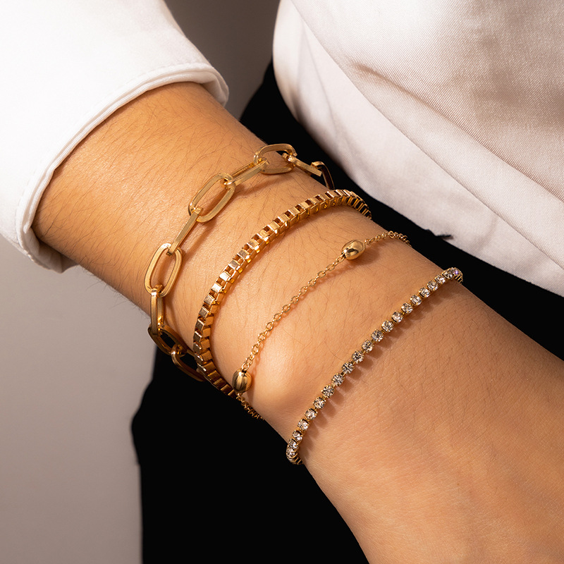 Stainless Steel Bracelet Set,Box Chain Bracelet, Bead Chain Bracelet,Tennis Bracelet