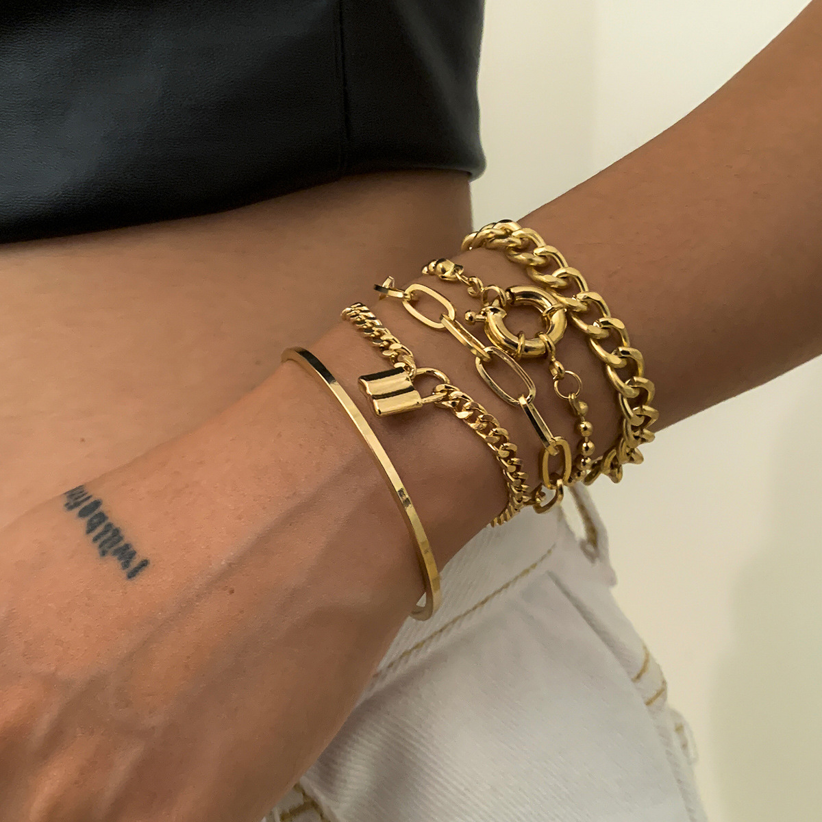 Ins Style High Popular Designed Women Bracelet Set,Gold Plate Jewelry Bracelets
