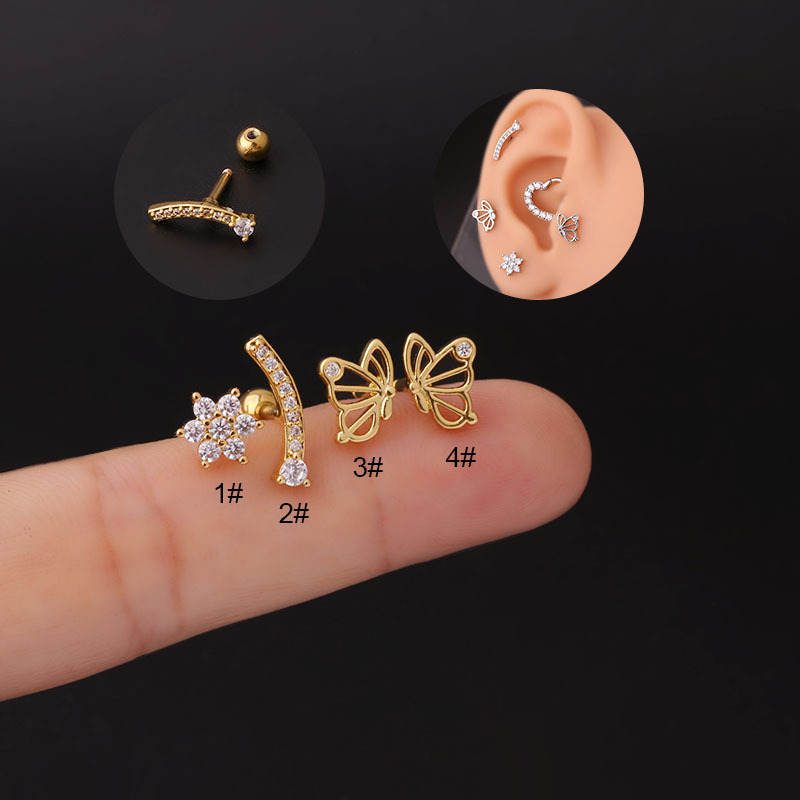 Lica Jewelry Stainless Steel Flower Designed Bowknot Earring Piercing, Fashion Lady's Jewelry Piercing