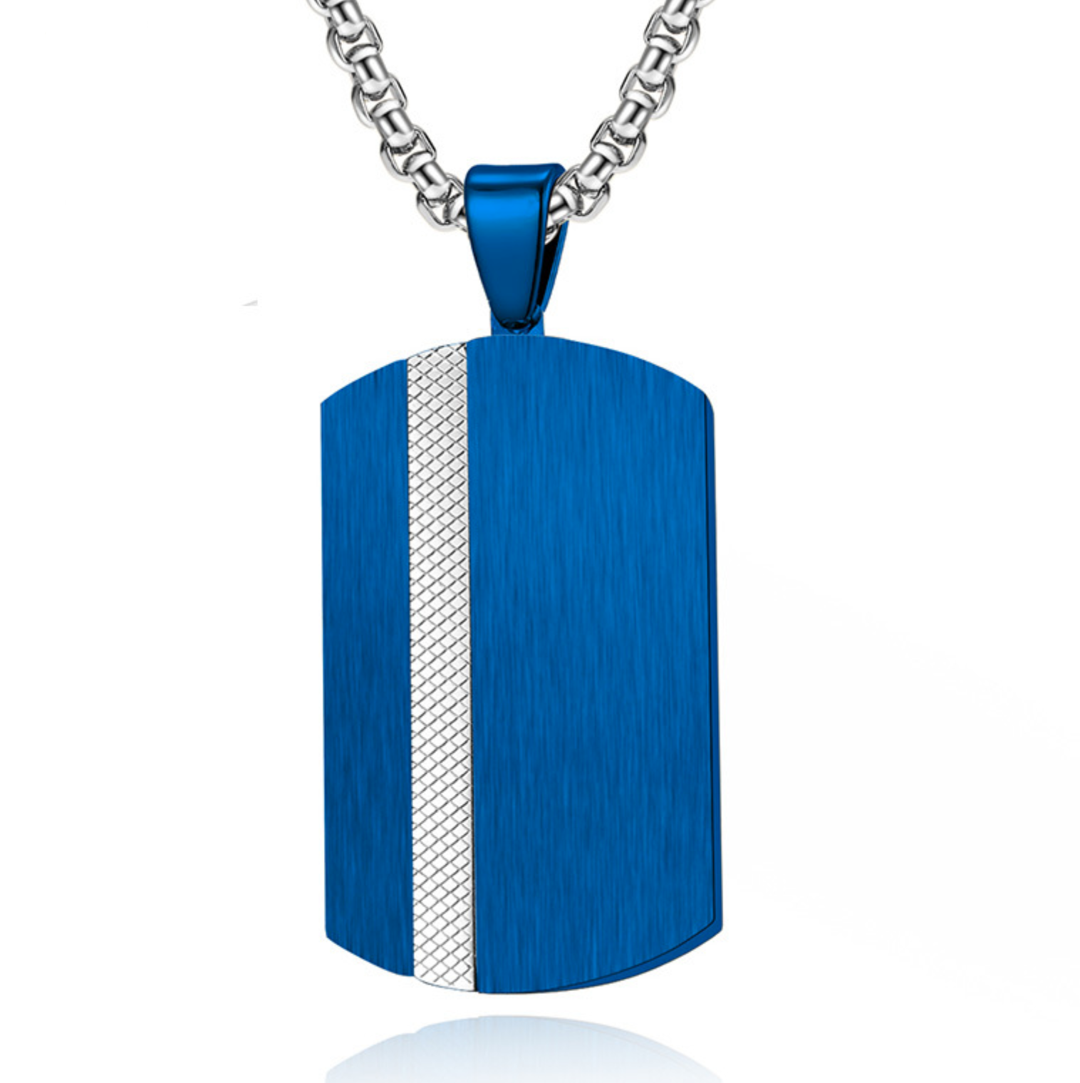 Men's brushed checkered two-color Army brand pendant electroplated stainless steel necklace can be logo supply