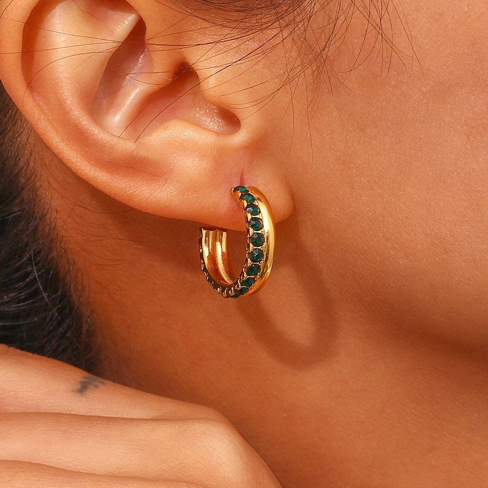 LICA JEWELRY Light luxury temperament pearl Earring accessories 18-karat gold plated stainless steel C shaped stone earrings
